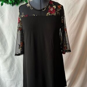 Black Dress with/Embroidered Floral
